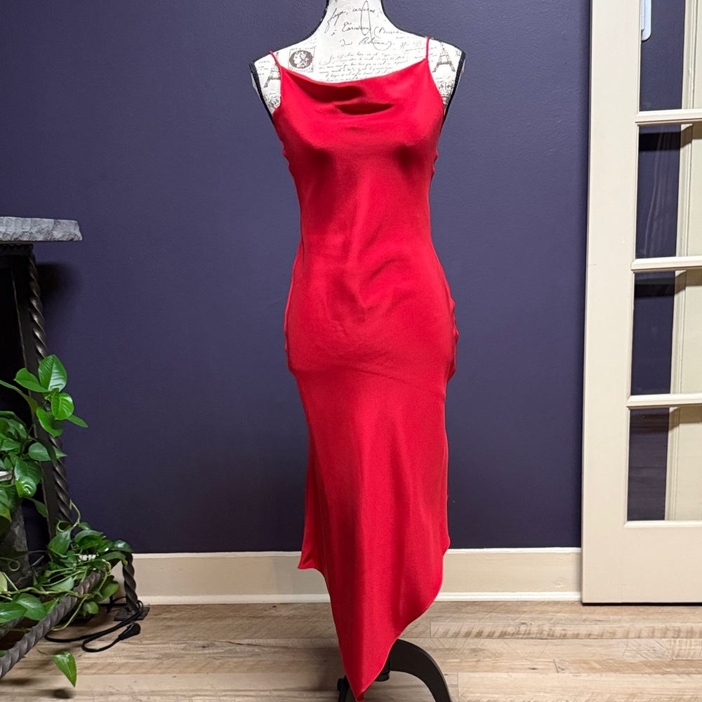 Silk backless Red Dress